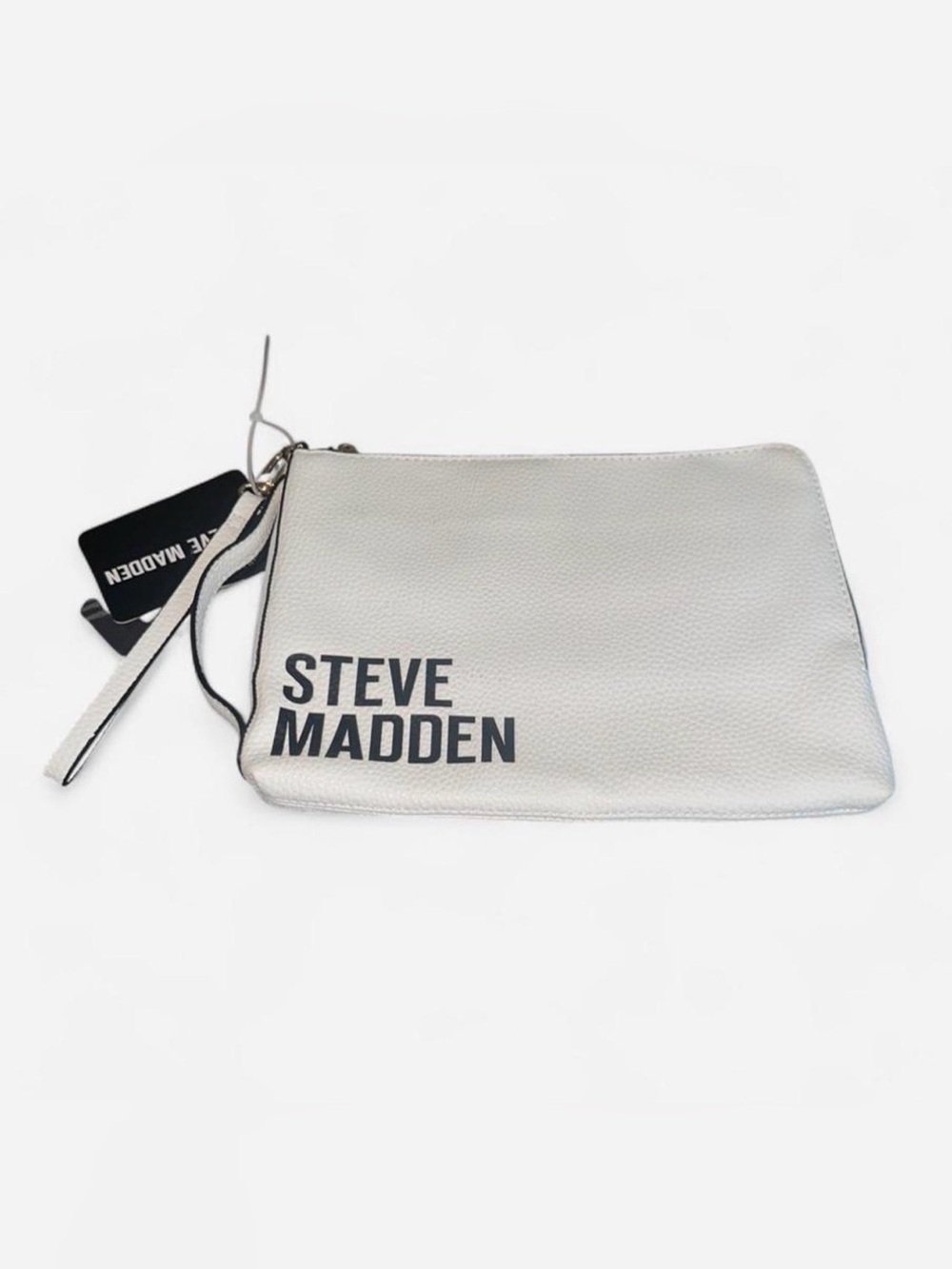 Steve Madden White Pebbled Leather Wristlet Pouch - Picture 1 of 4